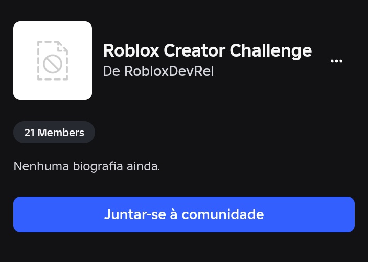 Roblox_NewsX's tweet image. ❌ Mais uma comunidade oficial do Roblox tem imagem removida

A comunidade Roblox Creator Challenge, responsável pelos mapas do Quiz do Desafio Criador, também teve sua imagem removida por “Content Deleted”. Com esse caso, já são três comunidades oficiais do Roblox afetadas…