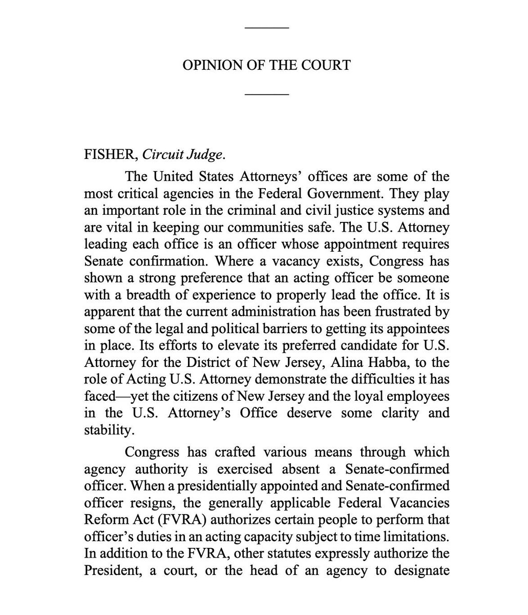 NormEisen's tweet image. BREAKING: We won! 3rd Circuit affirms illegality of Habba appointment.

We @DDFund_ are honored to work on this case with the wonderful folks at Lowell &amp;amp; Associates, Gerald Krovatin &amp;amp; many others 👇
