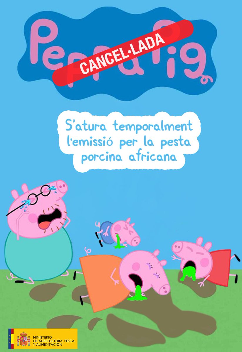 🚨 ÚLTIMA HORA: A causa de la pesta porcina, s'atura l'emissió de "Peppa Pig" fins a nou avís.