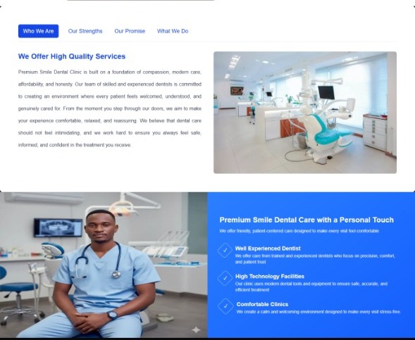 Bida_4's tweet image. Been working on the About Page today. Completed the second section with clinic info + dentist photo layout.
Next.js components really make the workflow clean and organized 💻✨

#NextJS #WebDev #FrontendDeveloper