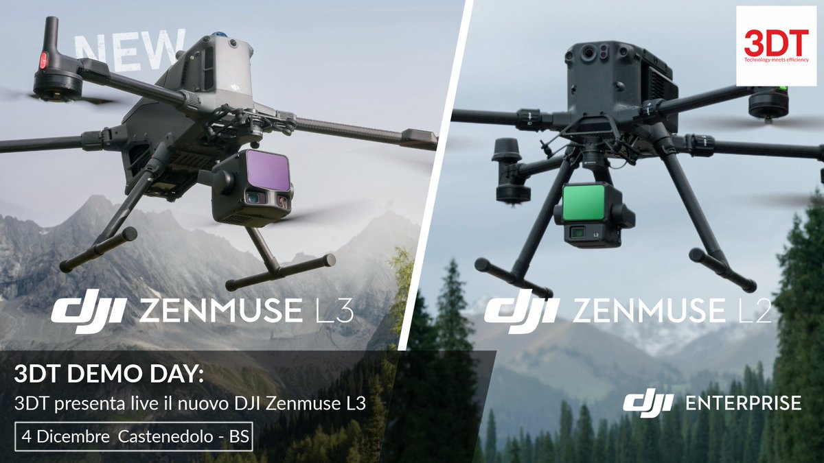🟥Zenmuse L3 è qui! 3DT presenta live il nuovo LiDAR da drone! Fino a 16 ritorni, spot laser 5x più piccolo, doppia fotocamera 100MP, precisione di 3 cm e Real-time Gaussian Splatting per #DigitalTwin rapidi

🗓️ EVENTO LIVE 🔗 Registrati subito: forms.office.com/e/XcRMHuuF4i