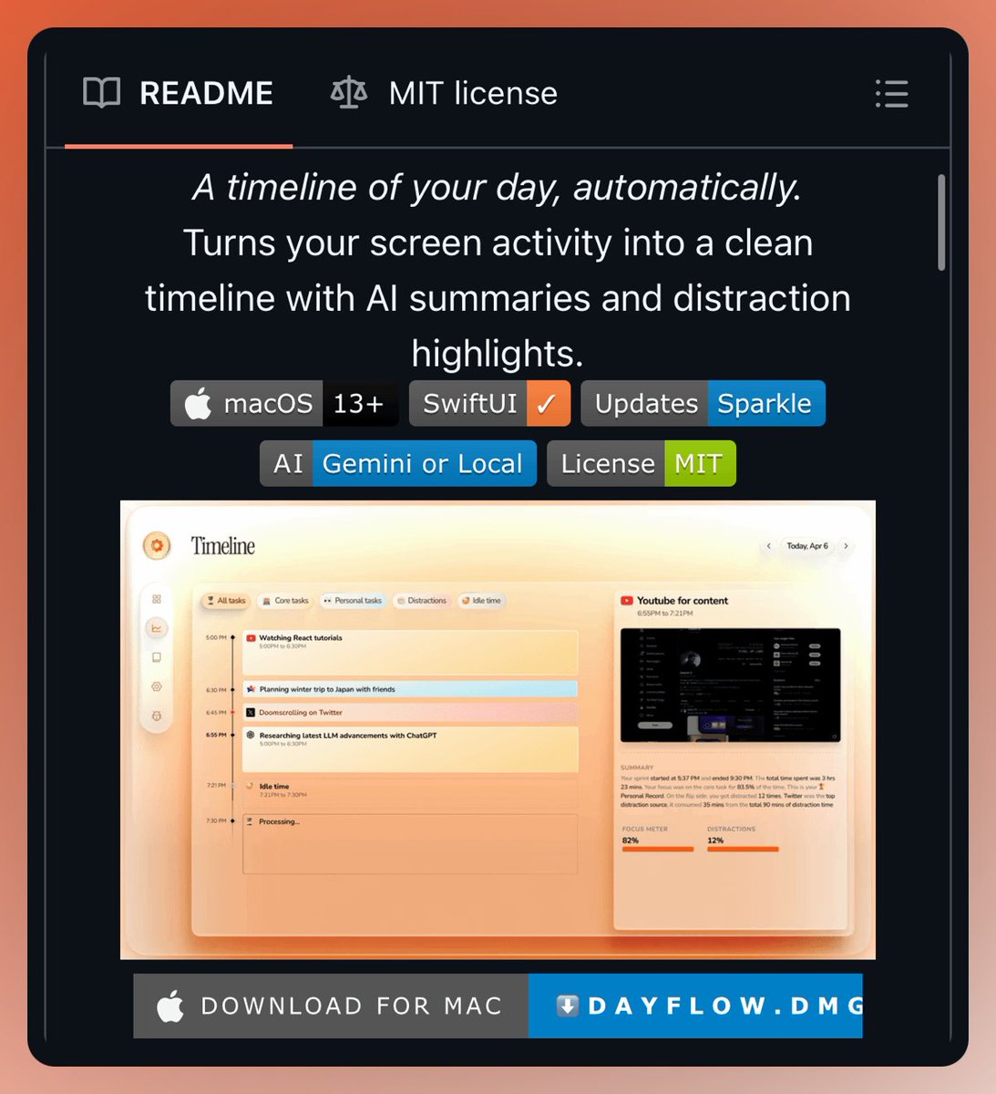 GithubProjects's tweet photo. Generate a timeline of your day, automatically https://t.co/5hLhzlxWW7