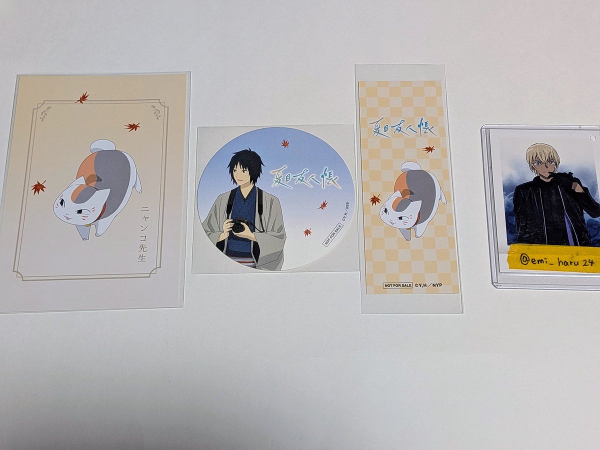 交換】 夏目友人帳 andGALLERY コラボカフェ コースター 特典 しおり