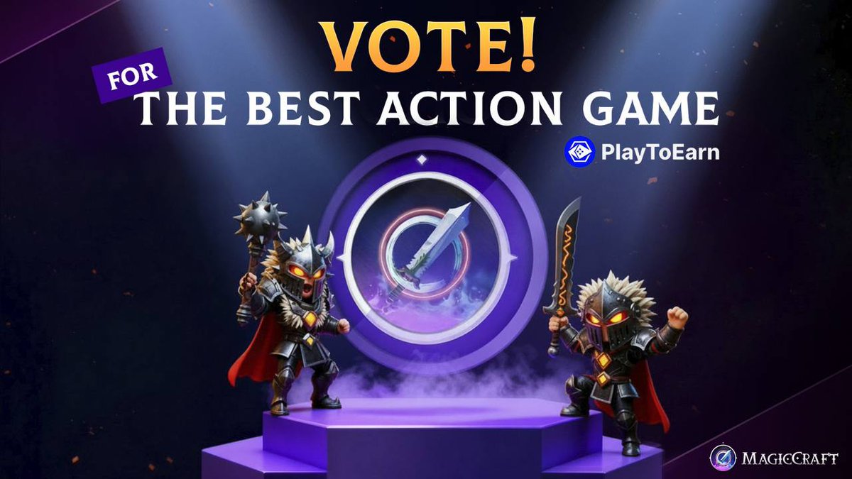 MagicCraftGame's tweet image. We&apos;re excited to announce that MagicCraft has been nominated for @PlayToEarn BEST ACTION GAME 2025.

Vote for a chance to win:
⚔️ 1x iPhone
⚔️ Surprises gifts for 5 random voters (reply with screenshot proof)

Vote for Magic Craft:
playtoearn.com/awards/vote/be…
