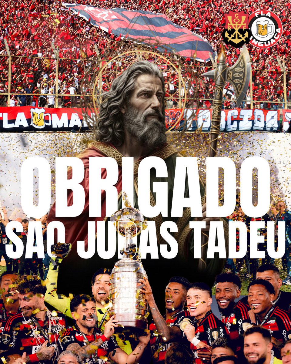 FlaManguaca's tweet photo. OBRIGADO, SÃO JUDAS TADEU!

#Flamengo 
#ClubeDeRegatasDoFlamengo #CRF 
#FlaManguaça 
#MaiorChoppDoBrasil 
#EmbriagadosPeloMengão #Desde1995 
#ConmebolLibertadores
#Libertadores
#GlóriaEterna
#PrimeiroTetra https://t.co/JJcgDT8xzK