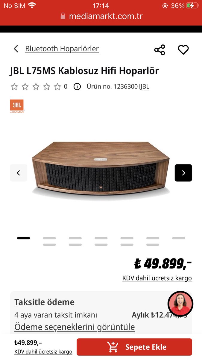 JBL L75MS kablosuz hoparlör; bu ürün Beymen’de 25Bin Lira, Mediamarkt’ta 50Bin Lira, Beymen’de normal satış fiyatı 25Bin, indirimli satış fiyatı bile değil. #reklamdeğildir