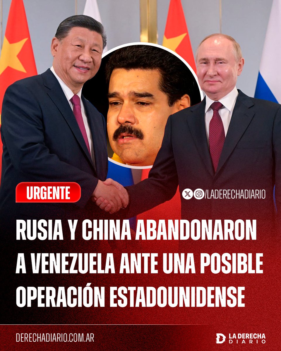 laderechadiario's tweet image. 🚨🇷🇺🇨🇳🇻🇪🇺🇸 | #URGENTE Tras el cierre del espacio aéreo venezolano ordenado por Trump, los regímenes de Rusia y China abandonaron a su suerte al narcodictador Maduro ante una posible operación militar estadounidense dentro de Venezuela.