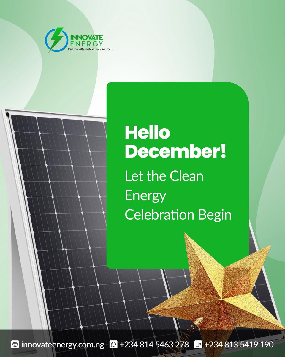 innovateenergys's tweet photo. Our favourite time of the year is here!
Happy New Month! Welcome to December ๐ฅณ๐
#December #CleanDecember #InnovateWithUs https://t.co/AkbDqs9V1n