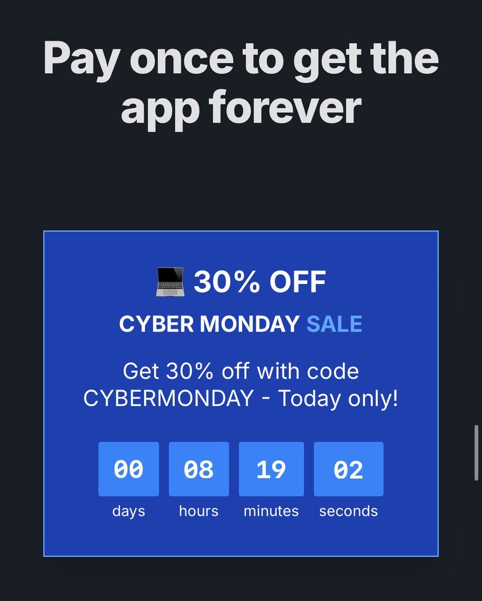 JakeManger's tweet image. How to Convert is currently 30% off!

Only 8 hours left till Cyber Monday ends