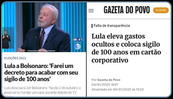 BrazilenDireita's tweet photo. UM MENTIROSO CONTUMAZ NO PODER?
21:59 - Lula diz que fará um decreto para acabar com o sigilo de 100 anos.
00:00 - Lula aumenta os gastos ocultos e impõe 100 anos de sigilo no cartão corporativo.
#CPMIdoINSS #corrupção #sitio #lavagem #mensalao #petrolao #postallis #triplex https://t.co/OJhjEntyPC