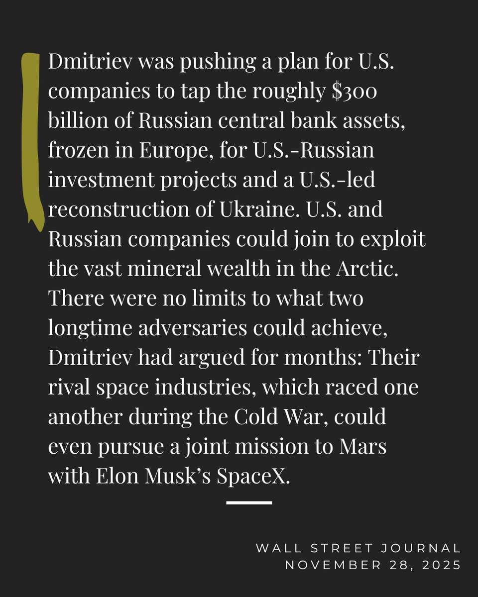 HillaryClinton's tweet image. The Trump administration&apos;s corruption has extended to selling out Ukraine—and America&apos;s interests—to Russia so that the Trump family and their friends can make a few bucks. 

Must-read reporting from the @WSJ this weekend. wsj.com/world/russia/r…