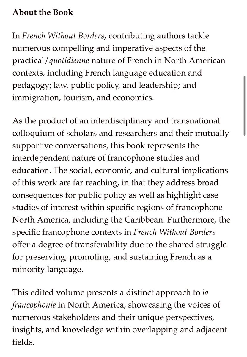 Dr_jparker's tweet image. 🚨New Book Alert🚨So happy to announce the publication of our latest book. As always it’s a pleasure to work with @keeferna to continue to advocate for the French language! Thank you to our contributing authors for your expertise! #french #francophonie #frenchlanguage @aatfrench