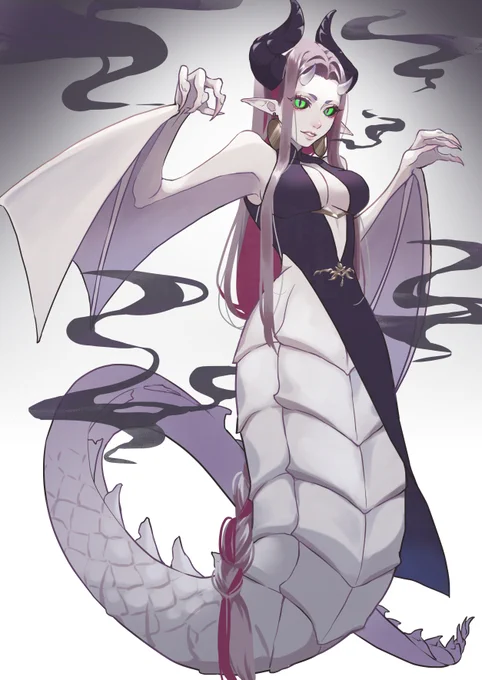 さいとうなおき先生の #無茶ぶりアート に挑戦しました ③のドラゴンと人間が融合した姿で『ワイアーム』ちゃんですデザインは楽しかったけど、毒の息を吐くイメージにするのが難しかった…
