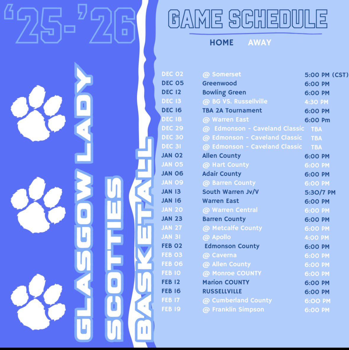 The time is here! Come out and support the Lady Scotties and Scotties as we begin the season!