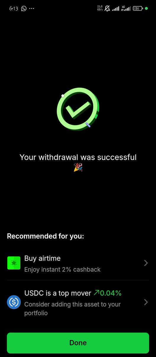 kinginvestor50's tweet image. Another smooth transaction on Busha 🚀💚
Fast, reliable, and stress-free — just how crypto should be!
Every withdrawal hits instantly, no delays, no drama.
Busha remains my go-to for seamless crypto transactions.🔥✨
@getBusha #CryptoMadeEasy”