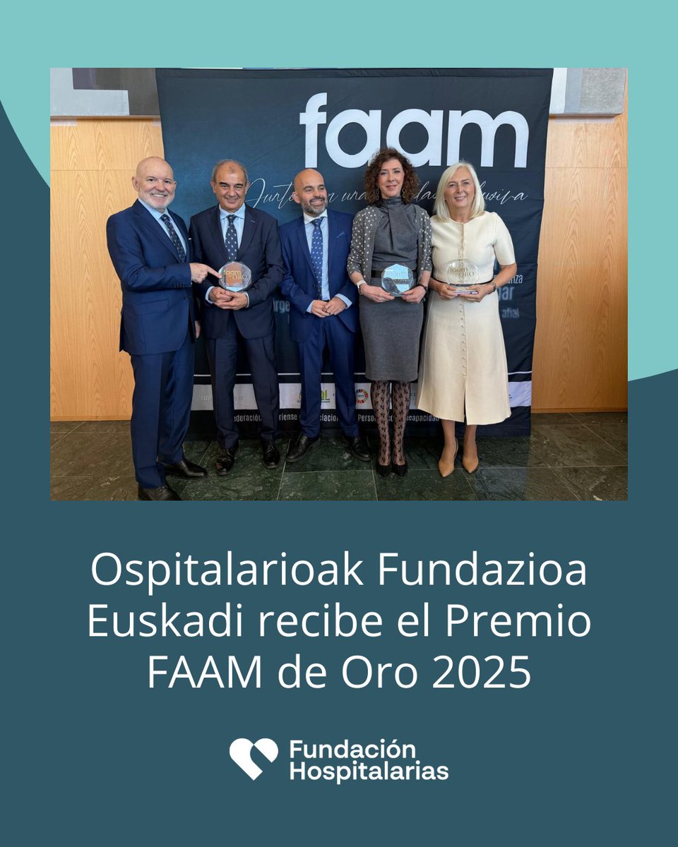 f_hospitalarias's tweet photo. ✨ 🧠 El #PremioFAAM de Oro 2025 pone en valor la valiosa contribución de Ospitalarioak Fundazioa Euskadi en la #neurorrehabilitación y recuperación funcional del #dañocerebral.

🔗 Más info: https://t.co/IyLksUqqIy

#FundaciónHospitalarias #DCA @FaamAlmeria https://t.co/vHgzv4Qq1e