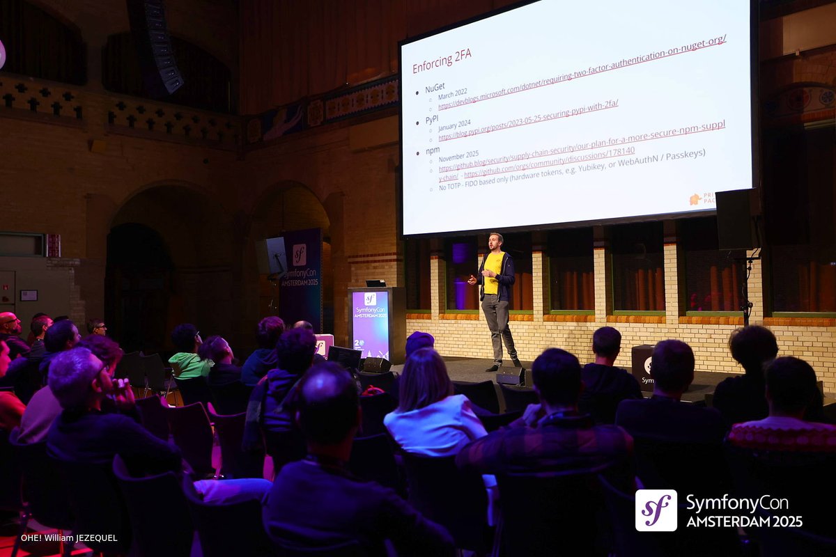 naderman's tweet image. Back from our annual #SymfonyCon trip! Enjoyed celebrating 20 years of #Symfony with its community in Amsterdam. The @packagist booth was busy throughout the event. My package manager security outlook talk sparked good conversations. See you in Warsaw 2026! #php #composerphp