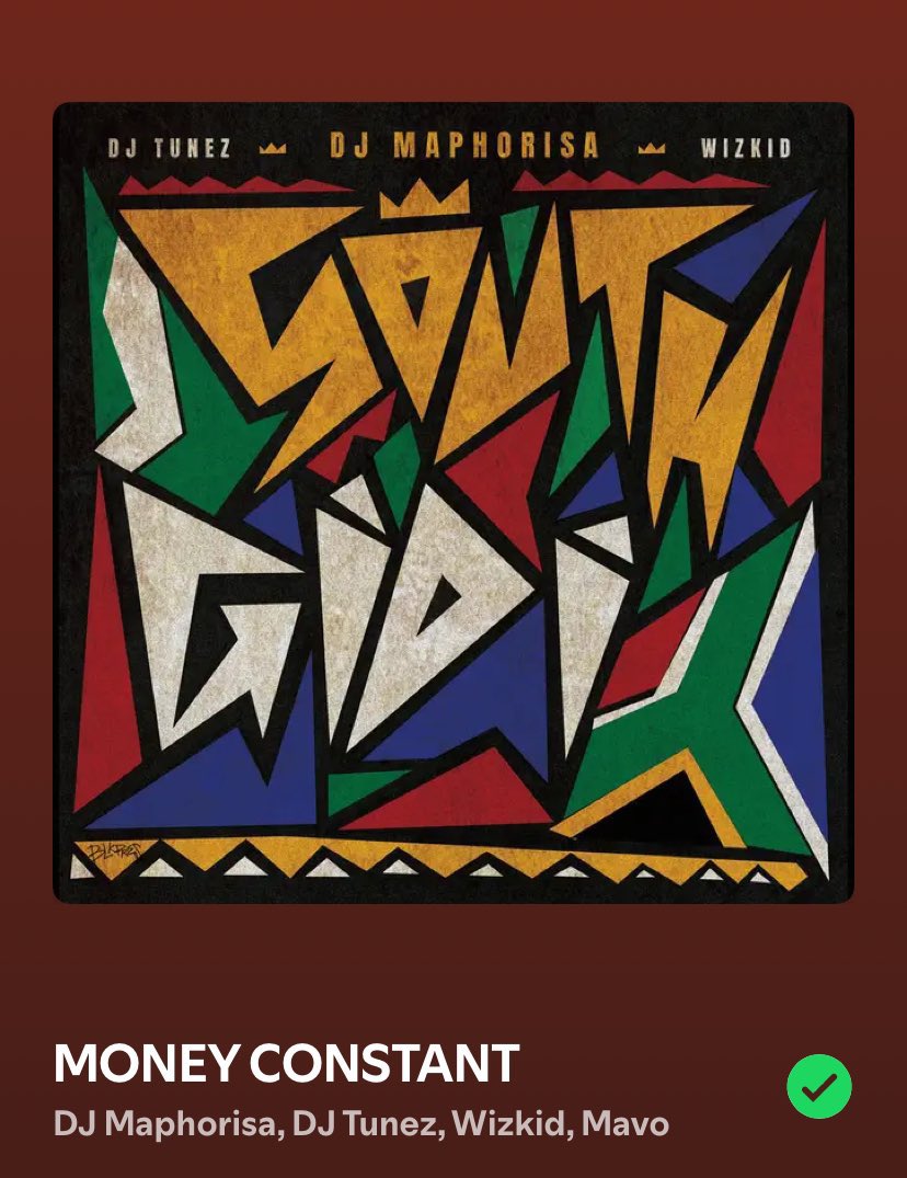 𝑵𝑬𝑾𝑺 🚨🗞️

DJ Maphorisa, DJ Tunez, Wizkid &amp; Mavo’s “MONEY CONSTANT” has now surpassed 14M+ streams on Spotify! 🔥