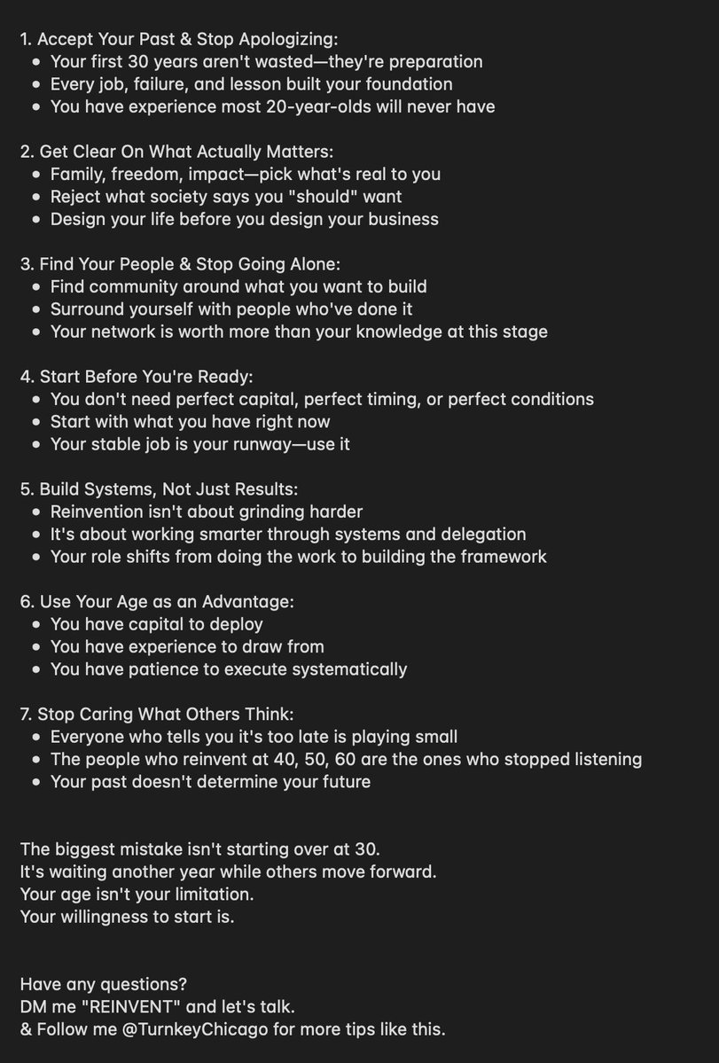TurnkeyChicago's tweet image. How to reinvent yourself after 30 (While others stay stuck)