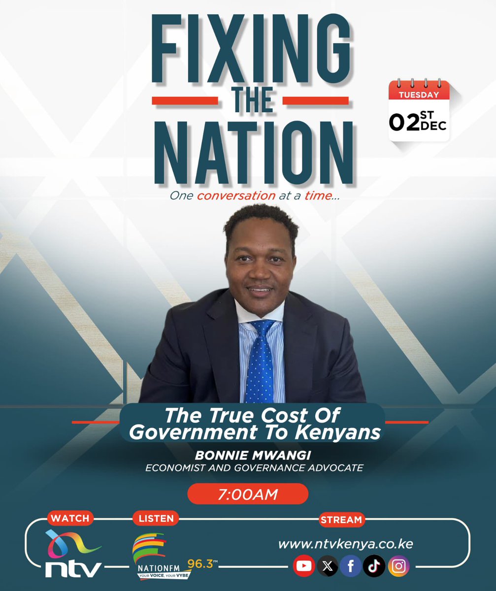 Tomorrow morning at 7AM catch me on Fixing The Nation with <a href="/EricLatiff/">Eric Latiff</a> and the team to learn all about the True Cost of Government to Kenyans.