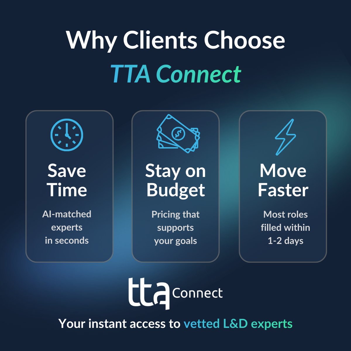 TTATraining's tweet image. Your next L&amp;amp;D expert is just a click away. TTA Connect is simple, efficient, and built for the way training teams work today.
#LearningAndDevelopment #TalentMarketplace #TrainingSolutions #LDTalent #WorkforceDevelopment
