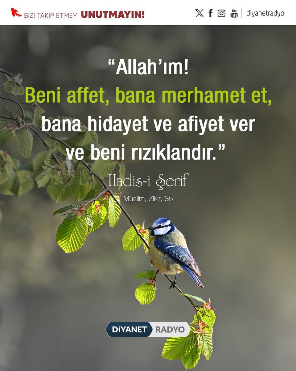 diyanetradyo's tweet photo. ❝Allah'ım! Beni affet, bana merhamet et, bana hidayet ve afiyet ver ve beni rızıklandır.❞

Hadis-i Şerif | Müslim, Zikir, 35

#Hadis #HadisiŞerif https://t.co/CkKcv5YdTk