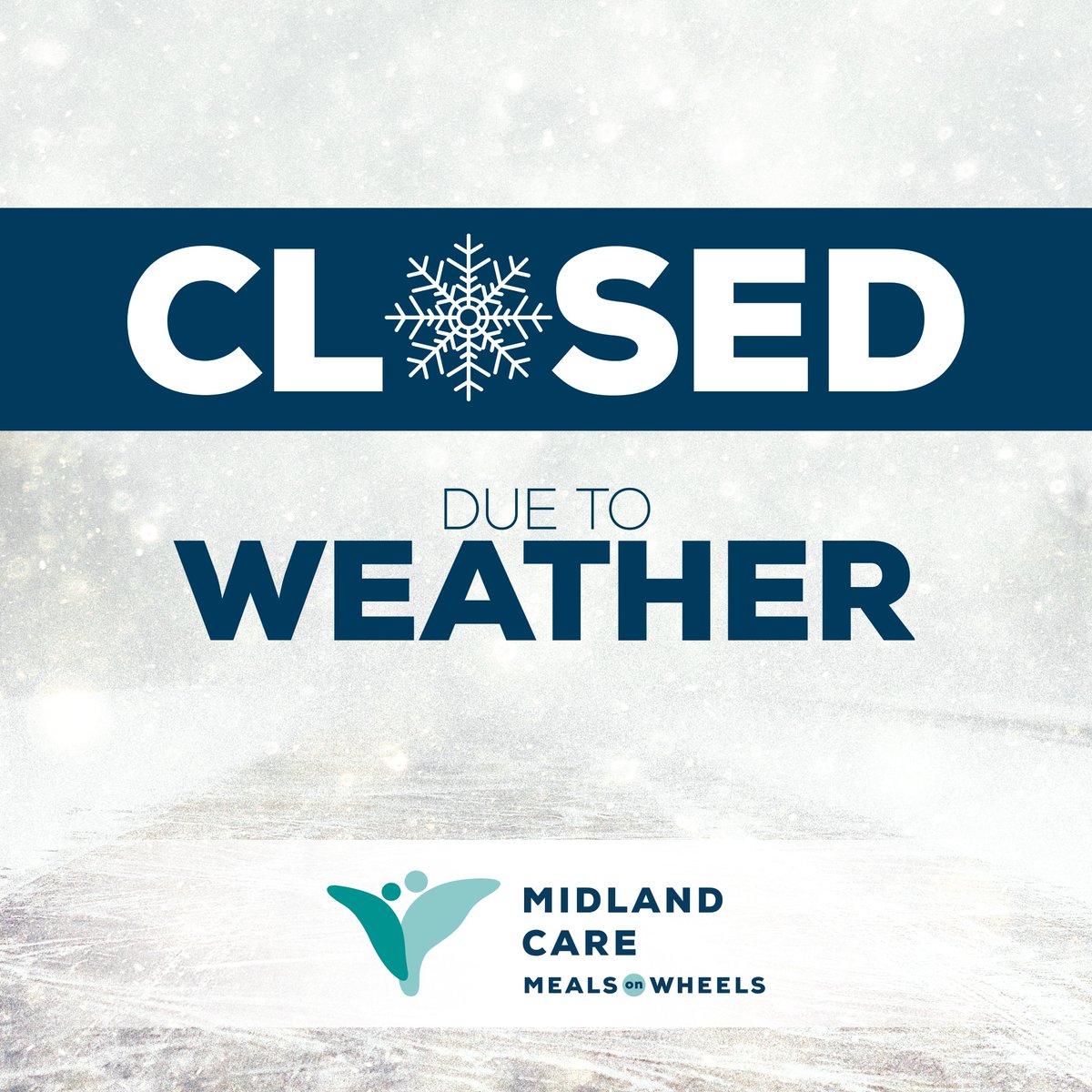 ❄️ Meals on Wheels Service Update ❄️
Due to snow and hazardous road conditions, <a href="/MidlandCares/">Midland Care</a> Meals on Wheels is closed today (Mon, Dec 1). No deliveries will be made as we prioritize the safety of staff and volunteers. Stay tuned to local media outlets for updates.