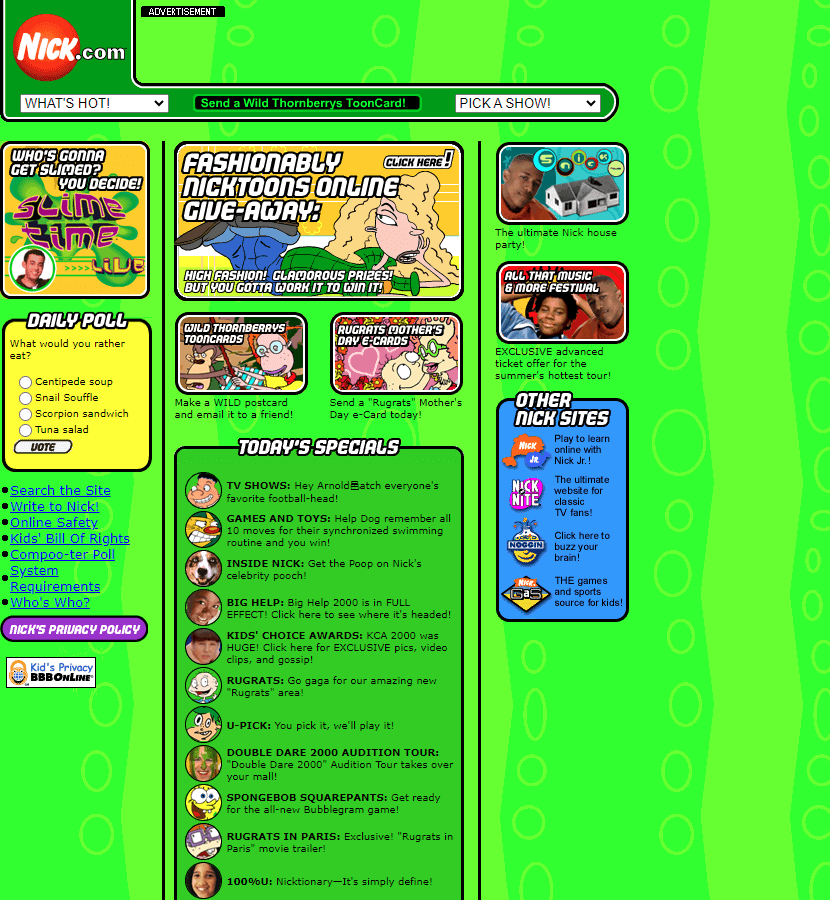 WebDesignMuseum's tweet image. Nickelodeon website in 2000

#WebDesignHistory