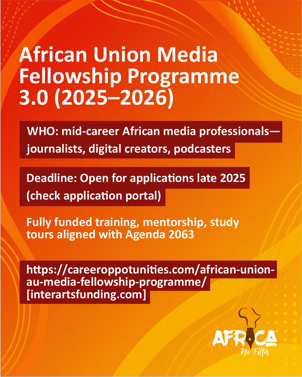 Funding opportunities. Tag someone who should apply.

Création Africa – South Africa, Lesotho &amp; Malawi 2025
👉 For cultural entrepreneurs across South Africa, Lesotho &amp; Malawi
👉 €15,000–30,000 grants plus mentorship, training, incubation support
👉 Supports scaling creative
