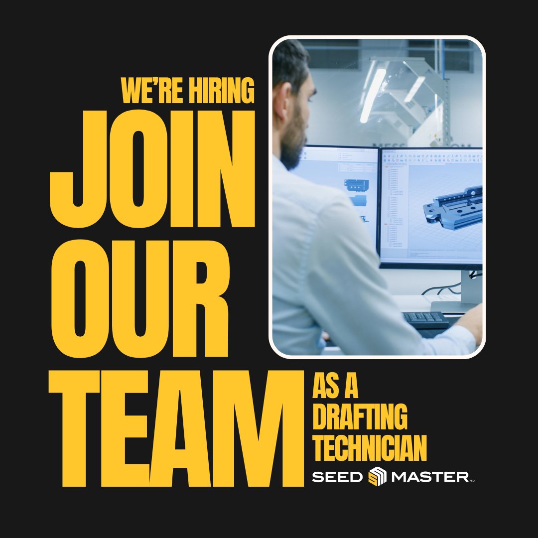 SeedMasterMfg's tweet image. &quot;We’re hiring a Drafting Technologist in Emerald Park! If you’re passionate about 3D modelling, engineering drawings, and helping turn ideas into real-world ag equipment, we want to hear from you.
 
 Apply now 👉 ca.indeed.com/job/drafting-t…&quot;

#SeedMaster #NowHiring #AgCareers