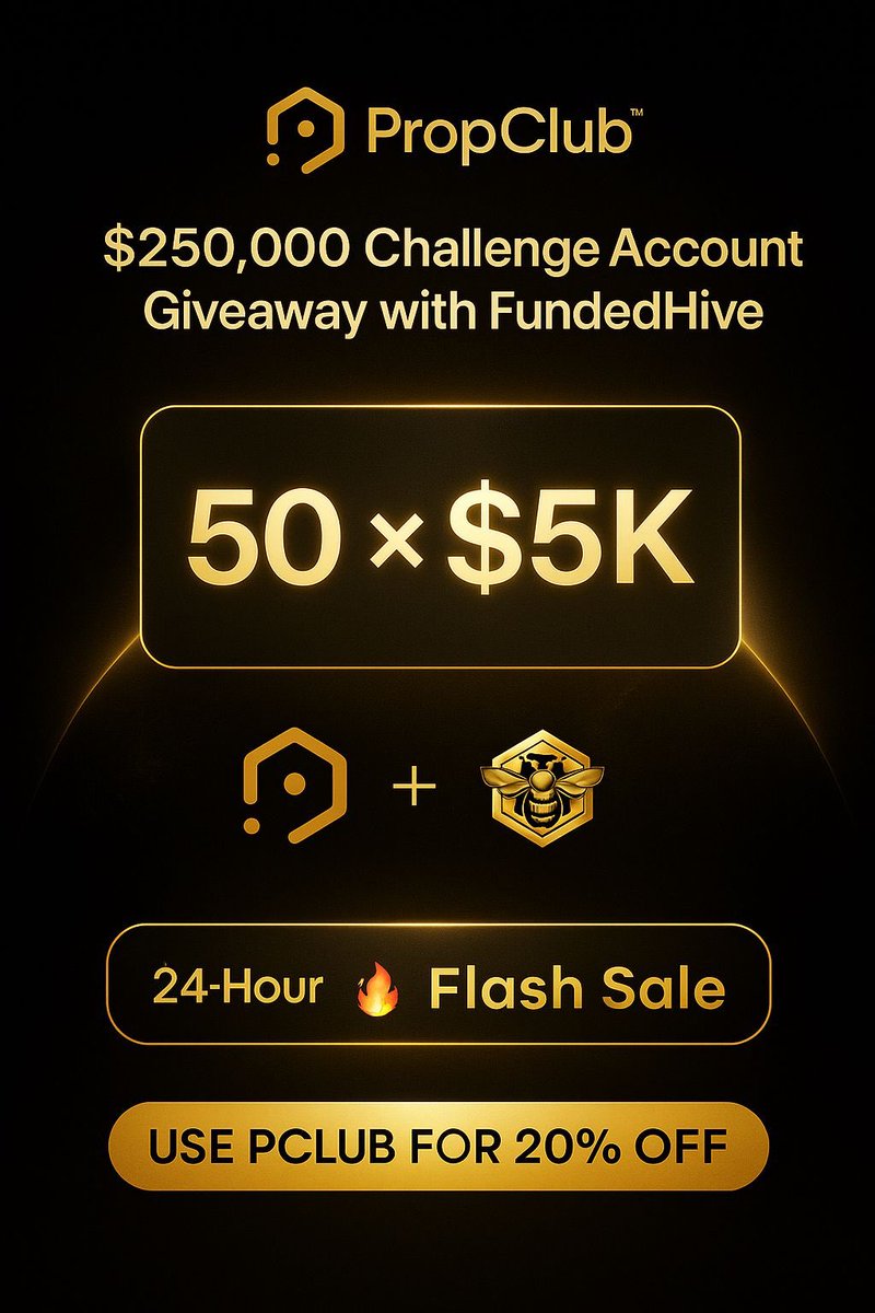 PropClub_'s tweet image. 🎁 50 × $10,000 Challenges Giveaway
In partnership with @FundedHive 🚀

- Follow @PropClub_ 
- Like, Repost &amp;amp; Tag your trader friends 🫂
- ⁠Sign Up Here- propclub.io

(We’ll give away 20 from our own socials, and the remaining 30 will be hosted across different X…