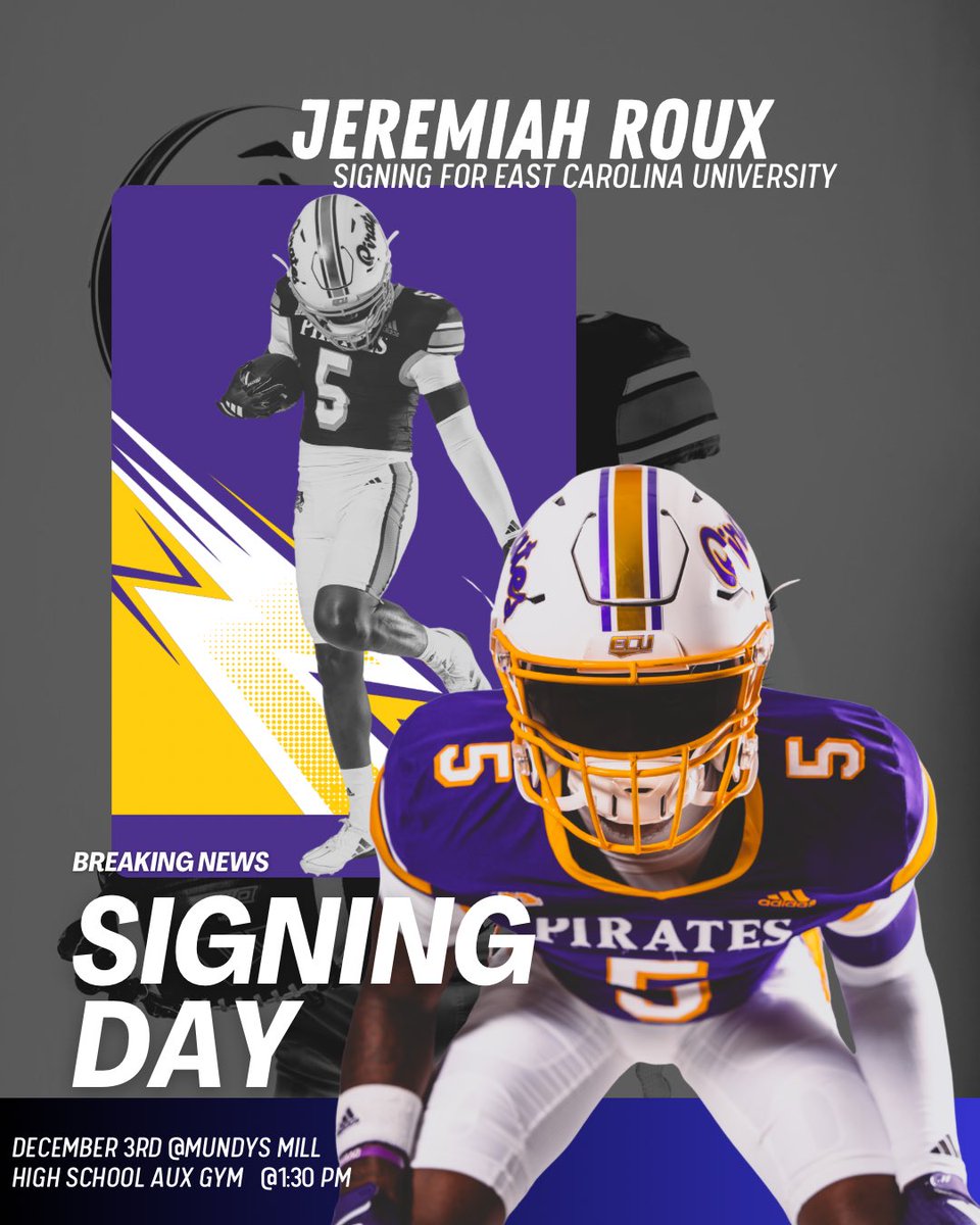 OFFICIALLY OFFICIAL !!
Wednesday DECEMBER 3rd
@ Mundy’s Mill High School Aux Gym
@ 1:30 PM
<a href="/MMHSFB/">MUNDY’S MILL FOOTBALL RECRUITING</a> <a href="/ClayCoFBRecruit/">@ClayCoHSFBRecruits</a> <a href="/TankHighDemand/">CoachTankHighDemand</a> <a href="/CoachCarmichEAL/">“COACHSYRUP🥞” Coach Darrian CarmichEAL</a> <a href="/RecruitGeorgia/">Recruit Georgia</a> <a href="/__JayBoyd/">jayboyd</a> <a href="/247recruiting/">247Sports Recruiting</a> <a href="/ECUPiratesFB/">ECU Football</a> <a href="/TheUCReport/">Billy Tucker</a> <a href="/BPok24/">Brandyn Pokrass</a> #agtg