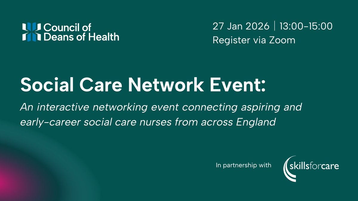 councilofdeans's tweet image. Join us for the first Social Care Network online event for students &amp;amp; early-career nurses! Learn what social care nursing involves and explore career opportunities in the sector.

Find out more: tinyurl.com/49u3f6dv

Please share with interested students!

#SocialCare