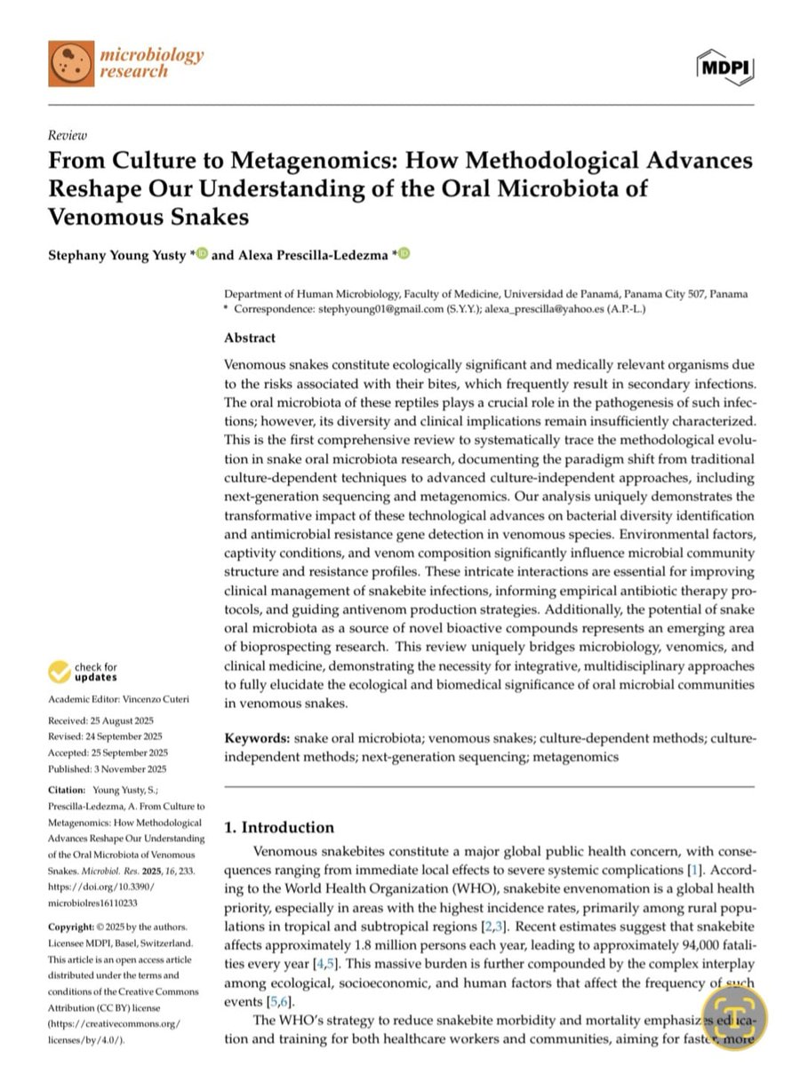 Me complace felicitar a las colegas Stephany Young y Alexa Prescilla de la Facultad de Medicina de la Universidad de Panamá, por la publicación de su artículo en una revista indexada con índice de impacto Q.