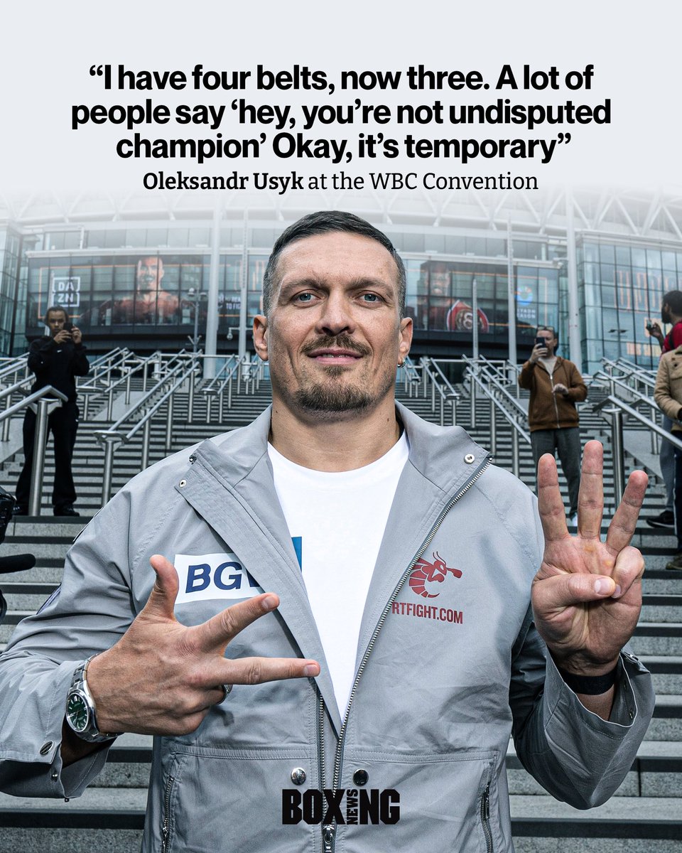 “𝐈𝐭’𝐬 𝐨𝐧𝐥𝐲 𝐭𝐞𝐦𝐩𝐨𝐫𝐚𝐫𝐲.”

Oleksandr Usyk says he intends to become three-time undisputed heavyweight world champion.