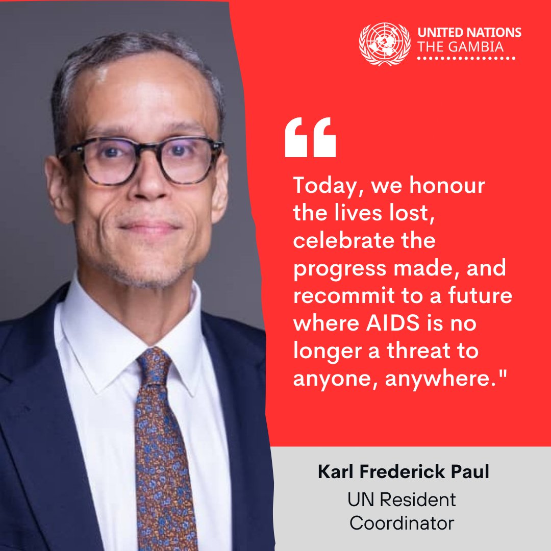 UN 🇬🇲 RC <a href="/karlfredpaul/">Karl-Frédérick Paul</a> shares this message on #WorldAIDSDay2025 highlighting the need to do more and create a world where #HIVAIDS is no longer a threat.

To the families and communities affected: We see you.