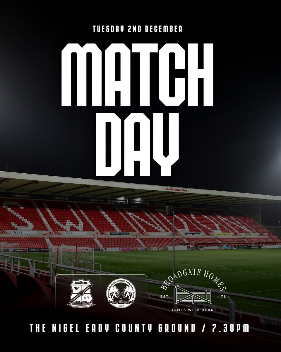 theposh's tweet image. Back in action tonight 👊

Posh travel to Swindon with the aim of progressing to the next round of the @VertuTrophy. 

Brought to you by Broadgate Homes.

#pufc