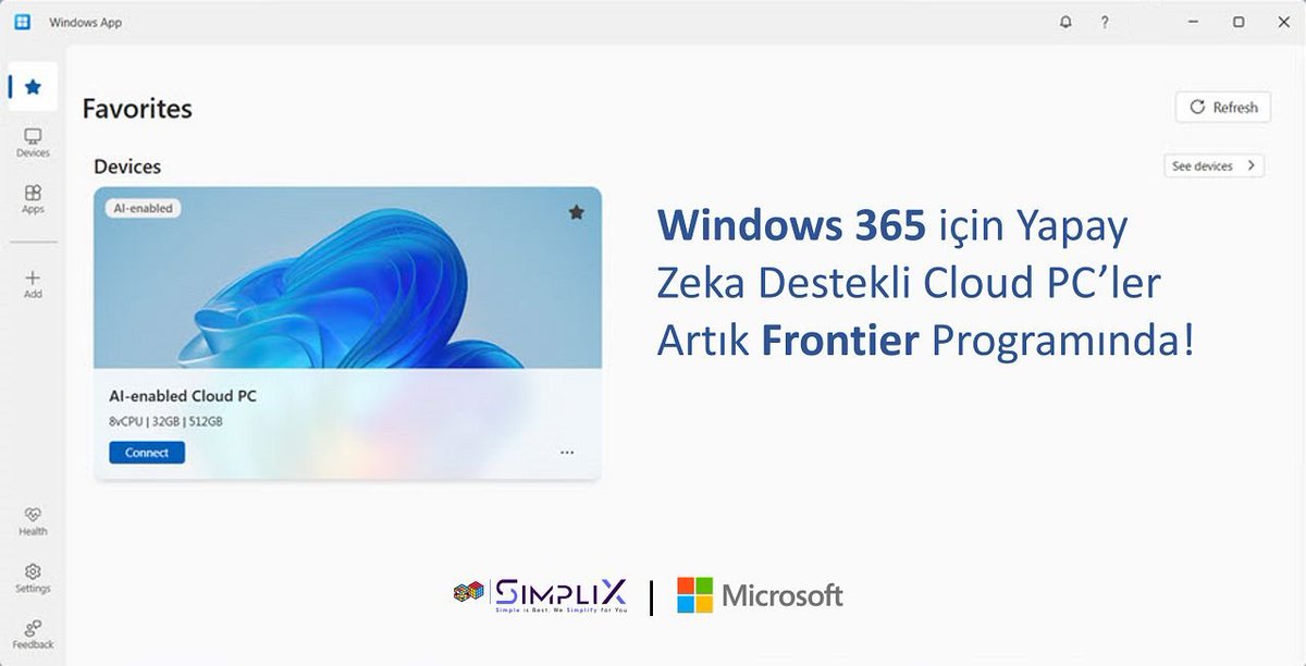 Simplix_TH's tweet image. ✨ #Windows365 için #YapayZeka Destekli #CloudPC ’ler Artık #Frontier Programında

Windows 365 için yapay zeka destekli “Bulut Bilgisayarları” ile çalışmak artık daha mümkün.

linkedin.com/posts/simplixt…