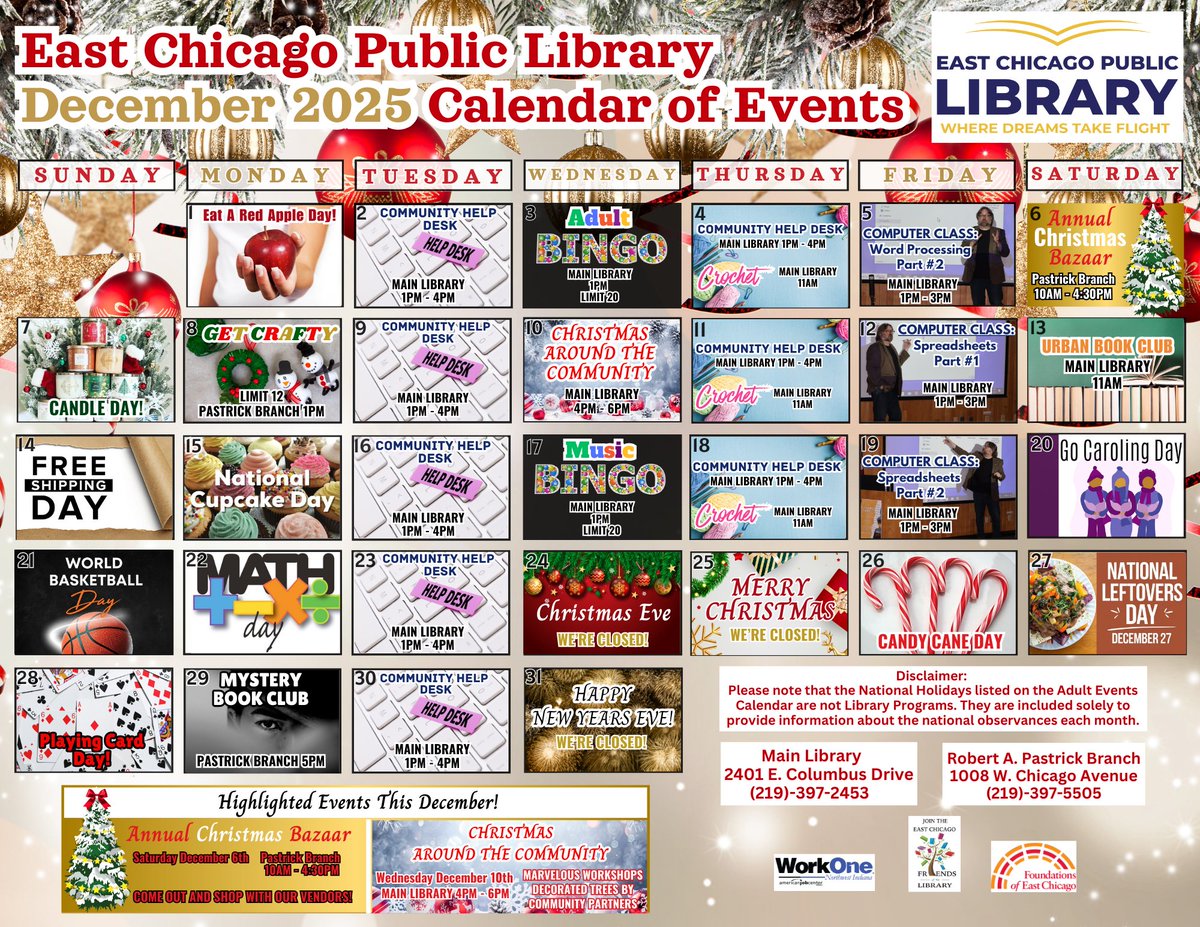 ECPublicLibrary's tweet image. 📅 Happy December!
Check out our 2025 Adult Events Calendar for this month! ❄
We have plenty of exciting programs and activities planned this month.

Don’t miss out!

Stop by the library to pick up your copy today!