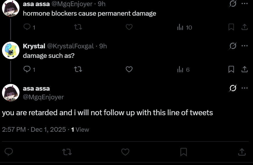 i asked a basic question and this guy has a tantrum about it and blocks me. perfect encapsulation of a transphobe :3