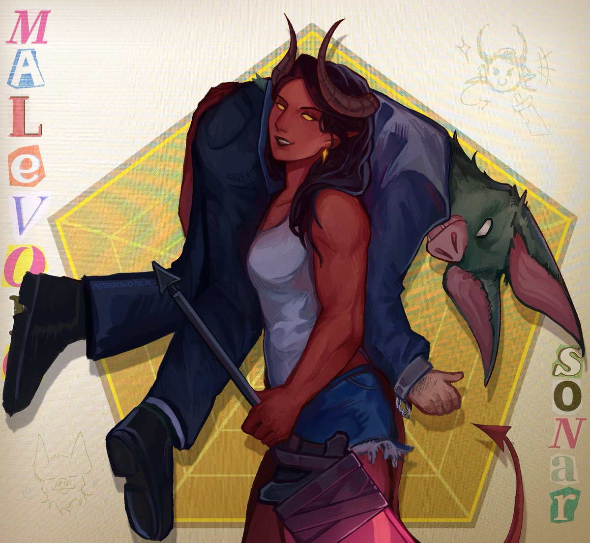 a girl and her weirdo (I need them to see me from across the bar and really like my vibe)
 #dispatch #sonar #malevola #dispatchfanart