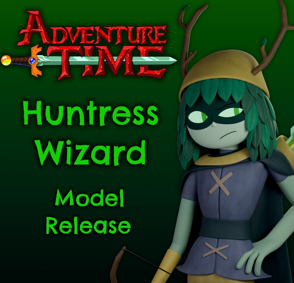 [Huntress Wizard Fan Model Blender Release] 

It's finally finished so here y'all go

-Rules- 
-Just dont forget to credit me if you use the model  

-Link in the Replies- 
#AdventureTime #fionnaandcake  #FionnaAndCakeseason2  #huntresswizard #adventuretimefanart