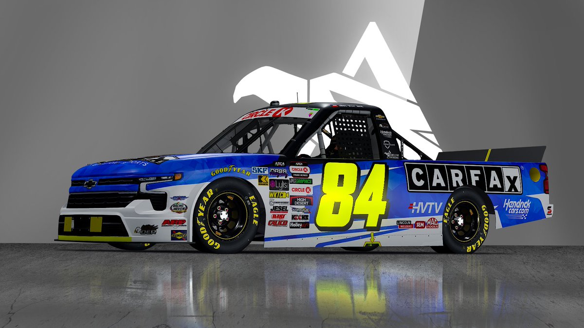 DeltaDesigns_84's tweet photo. After a bit of a break, looking for leagues, i found one, i'll be doing a debut on the @ascairacing truck series, and here in NASCAR 25 style are my schemes for this first season! https://t.co/rTdEUgScyQ