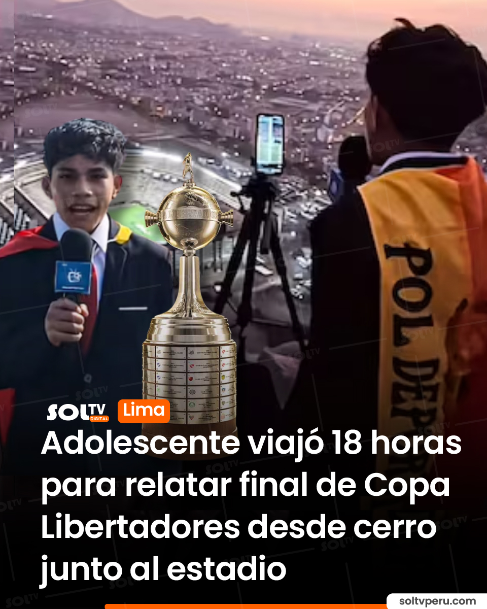 soltvcanal's tweet image. #Lima ⚽🔥 TÚ HACES POSIBLE TUS SUEÑOS. Un joven narrador de 15 años que viajó 18 horas desde Andahuaylas para transmitir la final de la Copa Libertadores desde un cerro junto al Estadio Monumental.😱📱
La historia de Pol Deportes sorprendió a miles y se volvió viral por su…