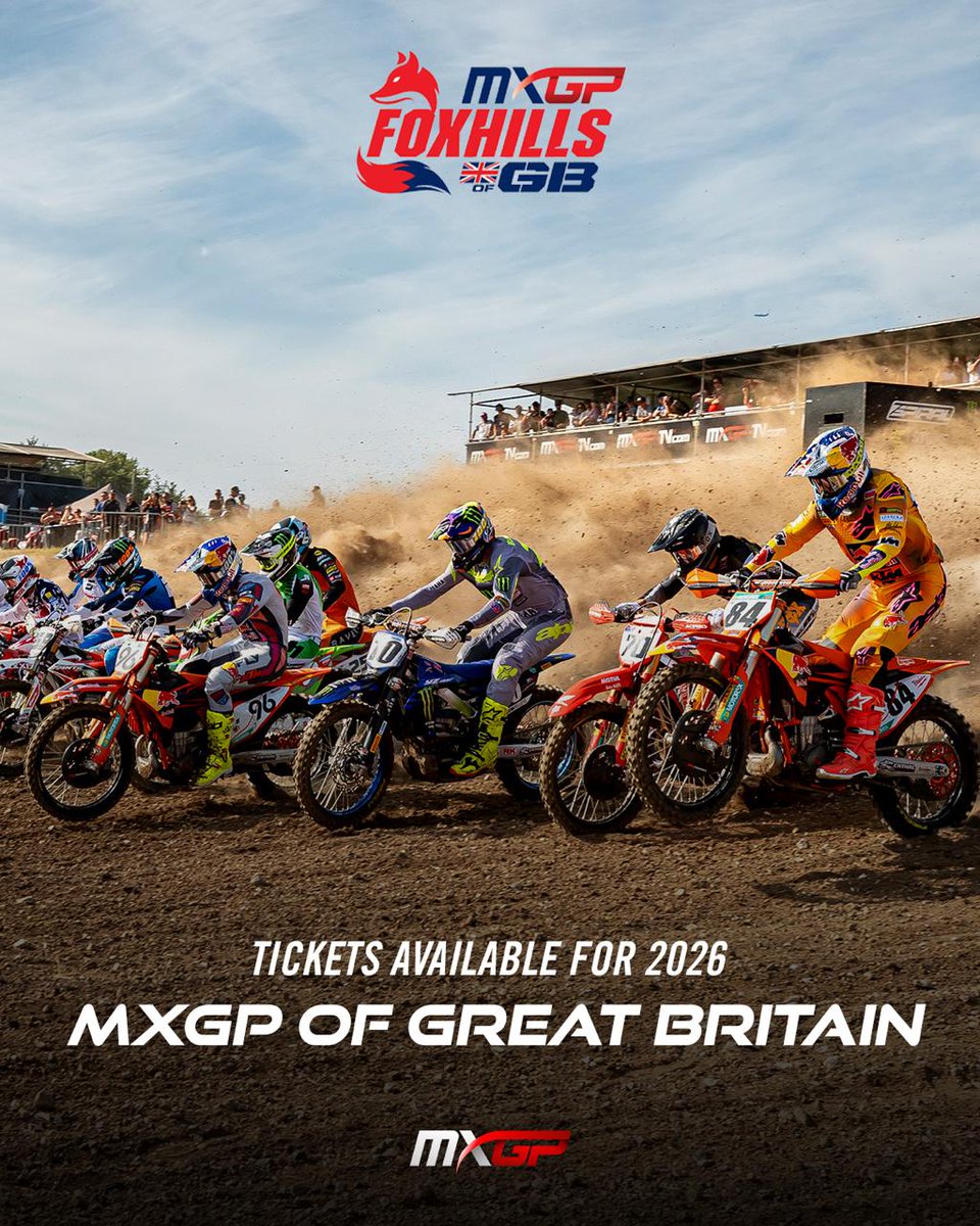 Foxhills returns after 26 years and you won't want to miss it! 🔥

Tickets are on sale NOW for the 2026 MXGP of Great Britain returning to the legendary Foxhills circuit in Swindon on 18–19 July 🎟️

The lowest prices will be available during the initial sales phase, making now