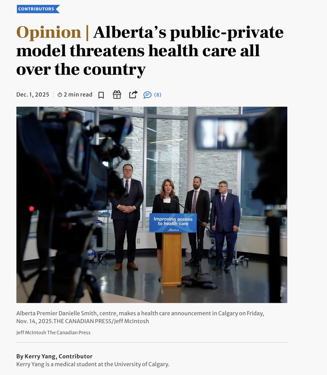 Medical students are learning what I learned 29 years ago in med school - that human disease isn't diagnosed or cured by lining the pockets of profiteers. 

Who is standing up for regular Albertans and regular Canadians who make $67,282/year on average. 

thestar.com/opinion/contri…