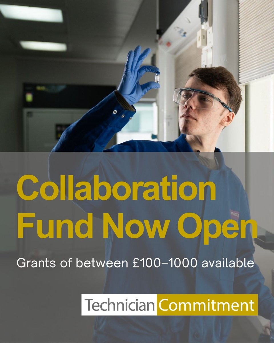 TechsCommit's tweet image. We warmly invite members of our signatory institutions to apply for the Technician Commitment Collaboration Fund, a small grants scheme allowing for signatories to undertake projects with external partners.

Read more and apply before 9 February 2026 👉 shorturl.at/1aeJT