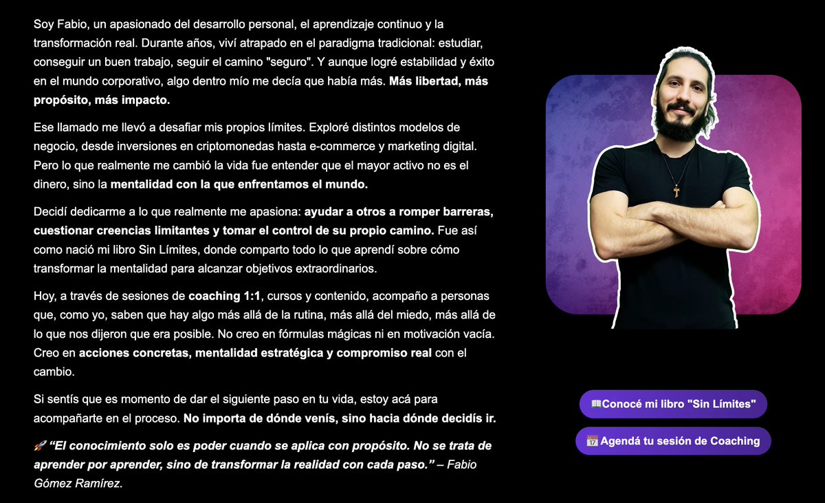 Alerta de posible estafa 

Fabio Gomez Ramirez traves de su IG "Creadores Sin Limites" ofrece la opcion de "estar en pijama en tu casa propia un miercoles 13:22" con los cursos de coaching que promociona

Recordemos que el coaching ontologico es una pseudociencia y no esta