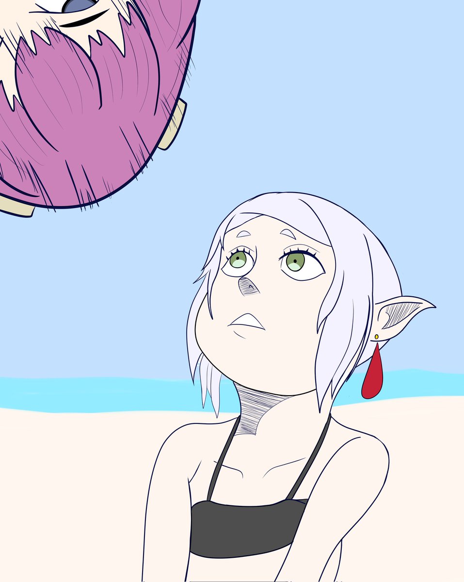 Here's my take on the Frieren head tilt. She's playing volleyball. 
#frieren