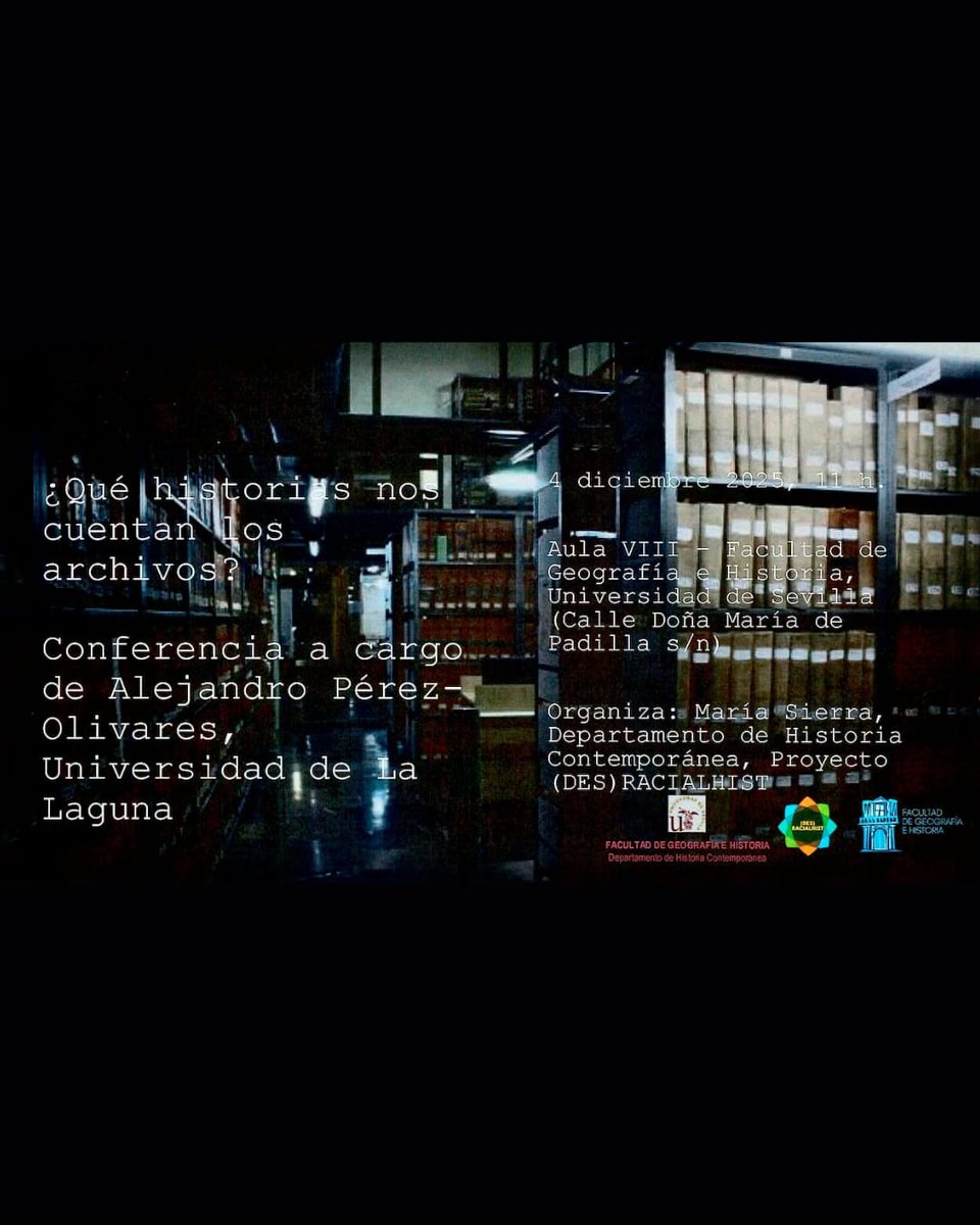 🟡¿QUE HISTORIAS NO CUENTAN LOS ARCHIVOS?

🗓️4 de diciembre 
📍Aula VIII
🕰️11h

.
#US #UniversidadDeSevilla  #FacultadDeGeografíaEHistoria #GeografíaEHistoriaUS #Delegación #DelegaciónDeEstudiantes #Sevilla  <a href="/unisevilla/">Universidad de Sevilla</a>